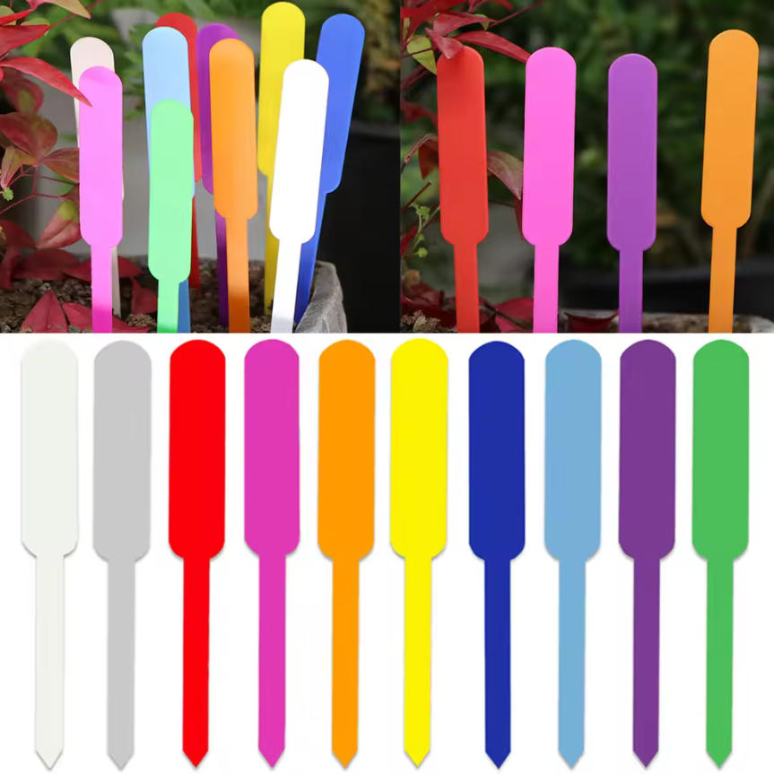 Gardening Tools Labeled - ป้ายติดต้นไม้กันน้ำ 100 ชิ้น ป้ายพลาสติกสำหรับดอกไม้ สมุนไพร บอนไซ