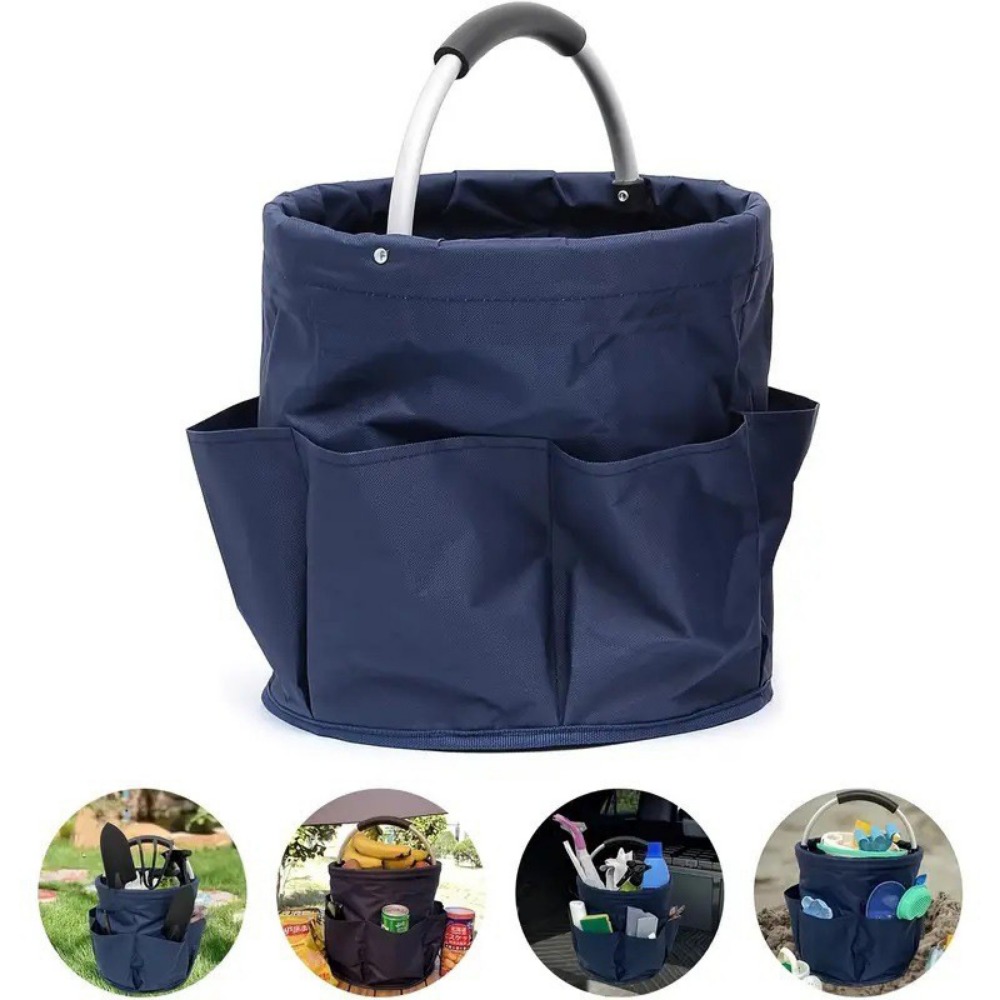 Gardening Tools Basket - ตะกร้าพับได้แบบพกพาสำหรับกิจกรรมกลางแจ้ง ตะกร้าปิกนิก ตะกร้าแคมป์ปิ้ง ตะกร้าใส่อุปกรณ์ทำสวน ตะกร้าเก็บของสำหรับเดินทาง ตะกร้าใส่เครื่องใช้ในห้องน้ำ