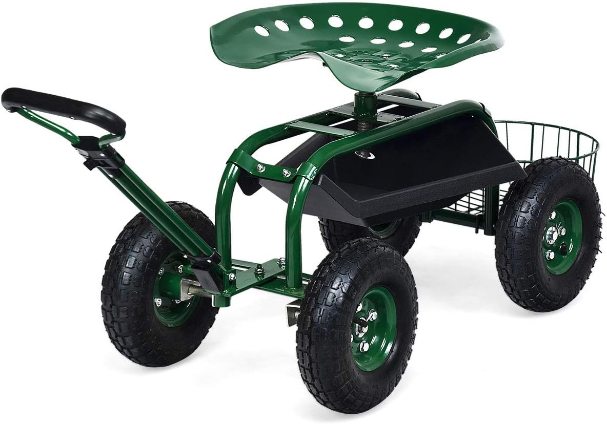 รถเข็นสวนพร้อมที่นั่งแบบมีล้อ  - Gardening Tools Basket บทวิจารณ์และราคา