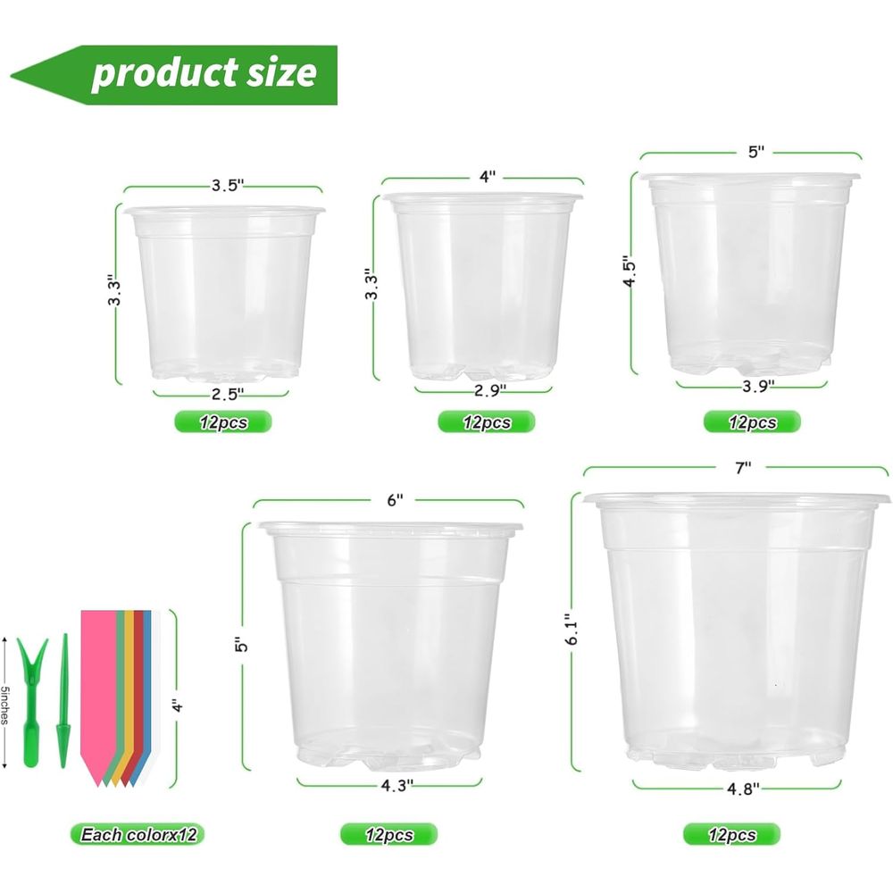 กระถางเพาะชำพลาสติกใส 60 แพ็ค  - Gardening Tools Labeled บทวิจารณ์และราคา